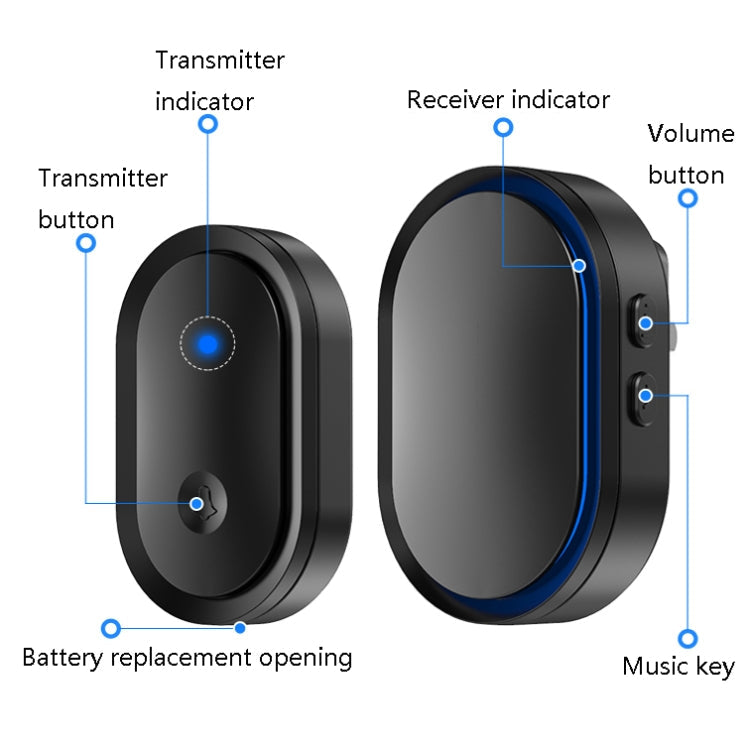 CACAZI A99 Home Smart Remote Control Doorbell Elderly Pager, Style:UK Plug(Golden)