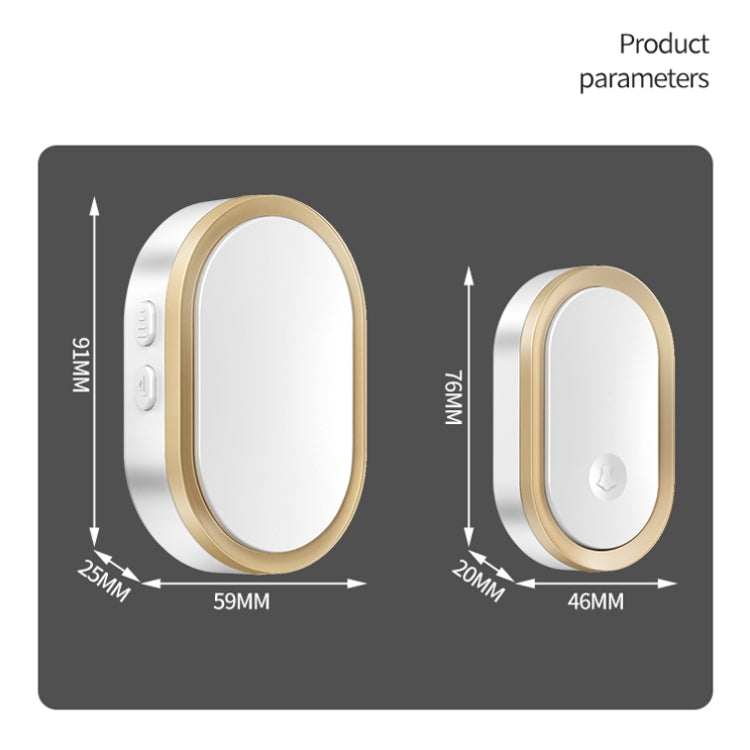 CACAZI A99 Home Smart Remote Control Doorbell Elderly Pager, Style:UK Plug(Black Gold)