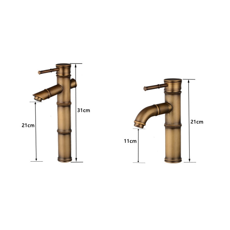 Antique Retro Hot Cold Water Bathroom Counter Basin Bamboo Waterfall Basin Copper Faucet, Breaking 2 Knots, Breaking 3 Knots, Early 2 Knots, Early 3 Knots, Elbow 2 Knots, Elbow 3 Knots