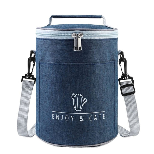 Round Lunch Bag Insulated Lunch Box Foldable & Portable Lunch Tote, L, M