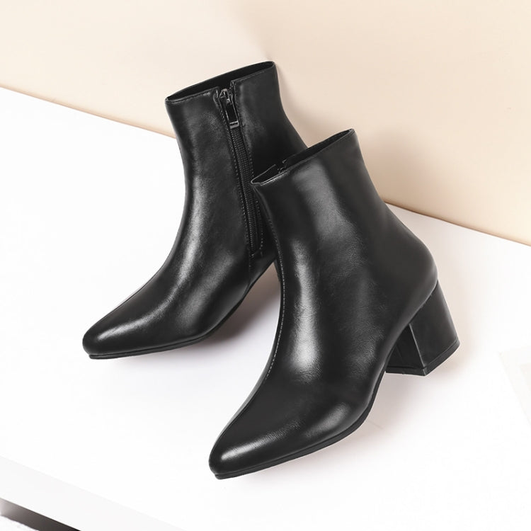 Autumn  Winter Glitter Square Heel Pointed Low-Top Women Boots, 32, 33, 34, 35, 36, 37, 38, 39