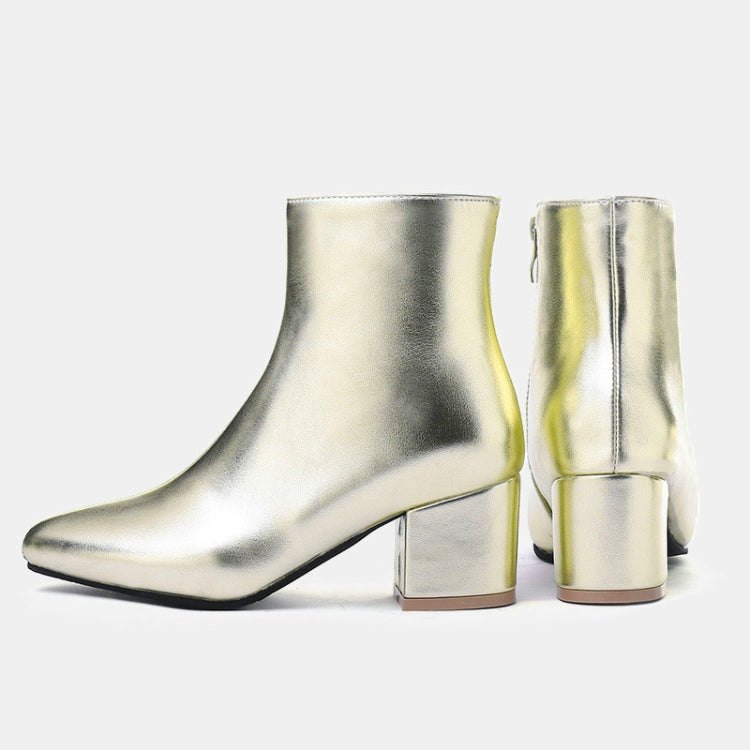 Autumn  Winter Glitter Square Heel Pointed Low-Top Women Boots, 40, 41, 42, 43, 44, 45