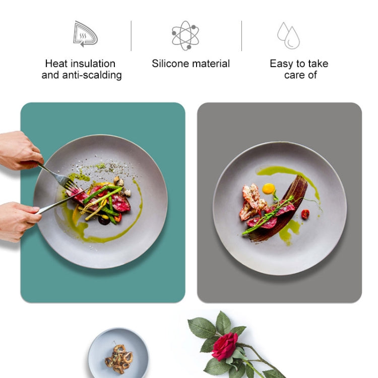 Nordic Style Food Grade Silicone Pad Tableware Environmental Insulation Pad Placemat, Green, Orange, Beige, Sky Blue, Dark Gray