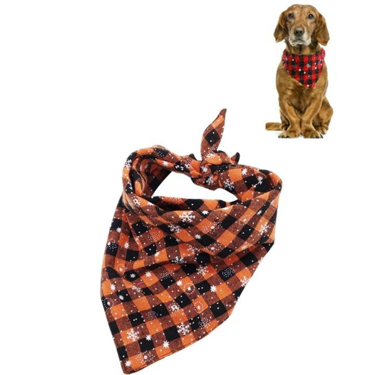Pet Triangle Towel Christmas Snowflake Dog Saliva Towel, S, L