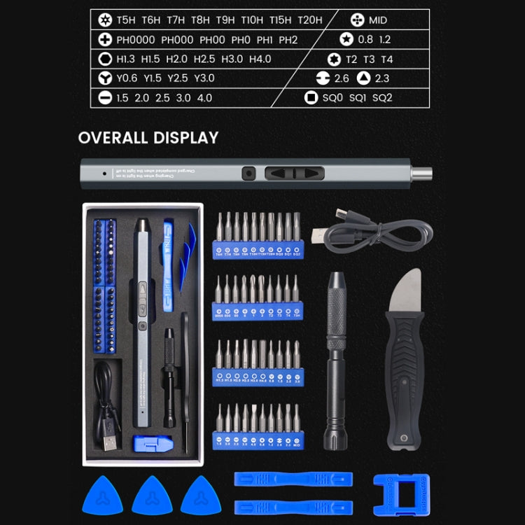 51 In 1 Rechargeable Mini Electric Screwdriver Set With 3LED Lighting, 51 In 1 Gray, 51 In 1 Blue, 51 In 1 Red