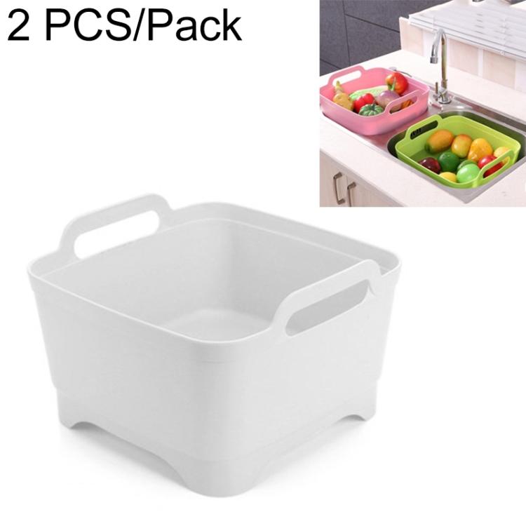 2 PCS Multifunctional Mobile Sink Kitchen Plastic Vegetable Washing Basket Fruit And Vegetable Storage Drain Basket, Pink, Purple, Green, Blue, White, Dark Gray, Dark Green