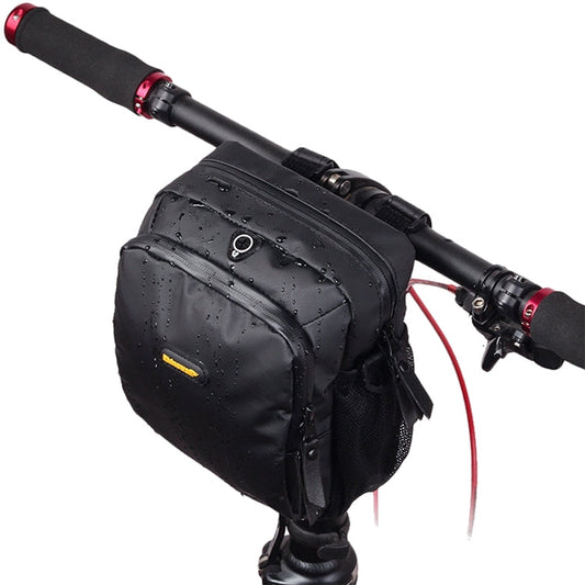 Rhinowalk Bicycle Front Bag Waterproof Handlebar Bag Folding Bike Front Bag Large Capacity Riding Bag, Matt Black, Carbon Fiber Pattern