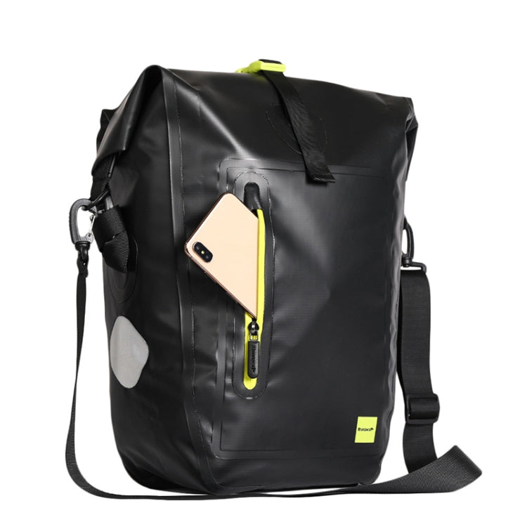 Rhinowalk Bicycle Backpack Full Waterproof Shelf Bag 25L Unilateral Frame Bag Long-distance Travel Bicycle Bag(Black Green)