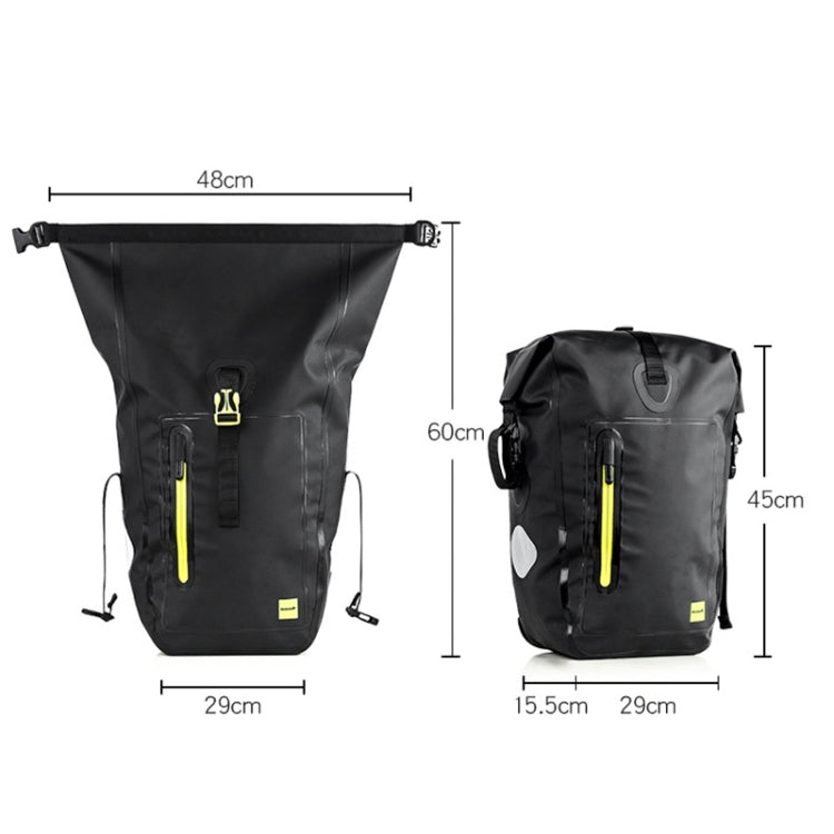 Rhinowalk Bicycle Backpack Full Waterproof Shelf Bag 25L Unilateral Frame Bag Long-distance Travel Bicycle Bag(Black Green)