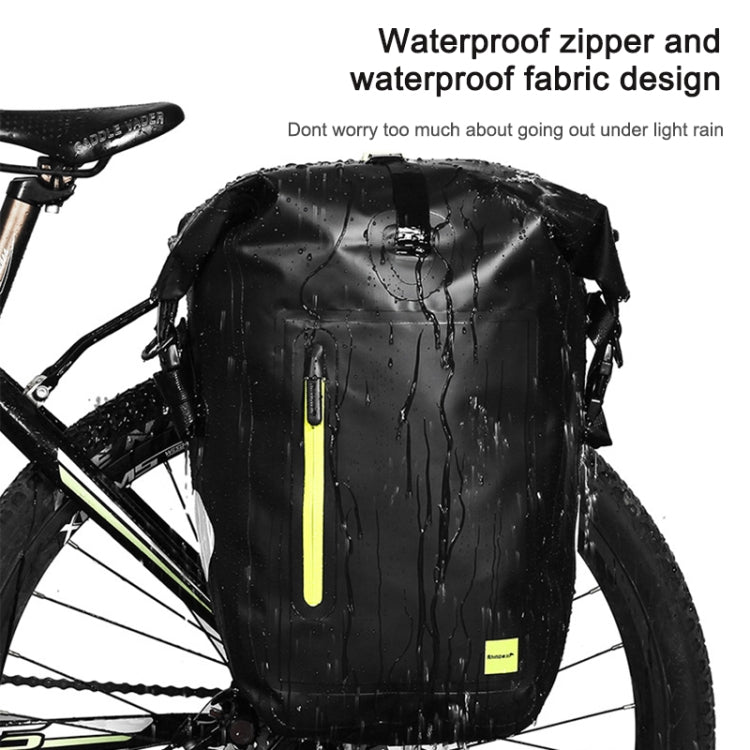 Rhinowalk Bicycle Backpack Full Waterproof Shelf Bag 25L Unilateral Frame Bag Long-distance Travel Bicycle Bag(Black Green)