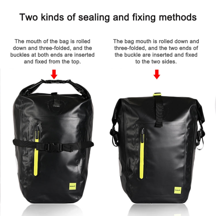 Rhinowalk Bicycle Backpack Full Waterproof Shelf Bag 25L Unilateral Frame Bag Long-distance Travel Bicycle Bag(Black Green)