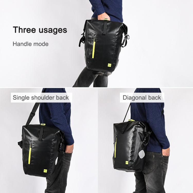 Rhinowalk Bicycle Backpack Full Waterproof Shelf Bag 25L Unilateral Frame Bag Long-distance Travel Bicycle Bag(Black Green)