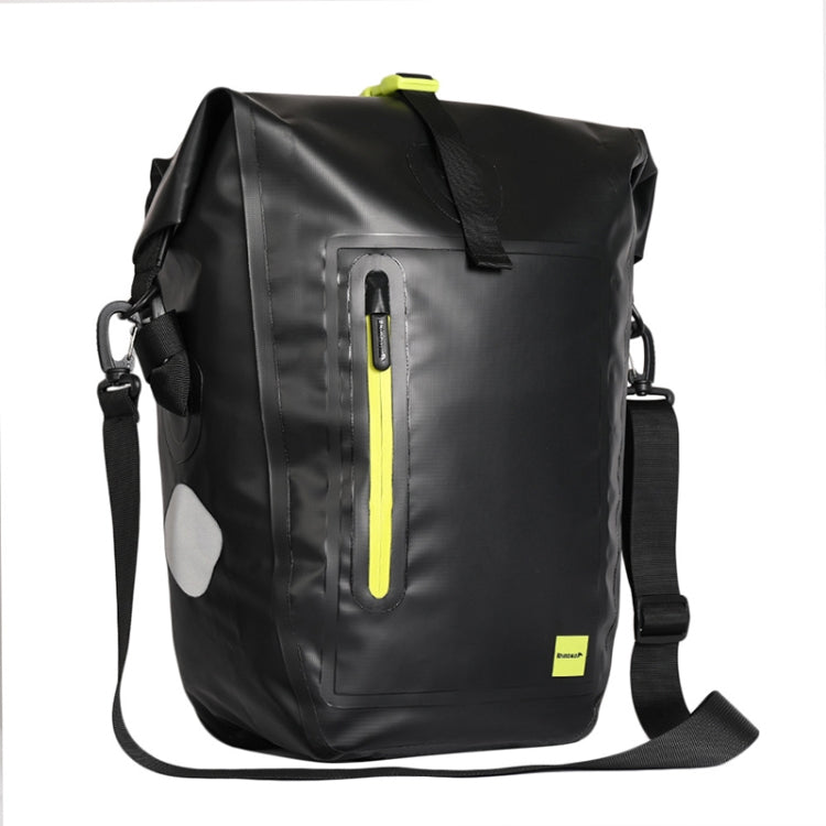 Rhinowalk Bicycle Backpack Full Waterproof Shelf Bag 25L Unilateral Frame Bag Long-distance Travel Bicycle Bag(Black Green)