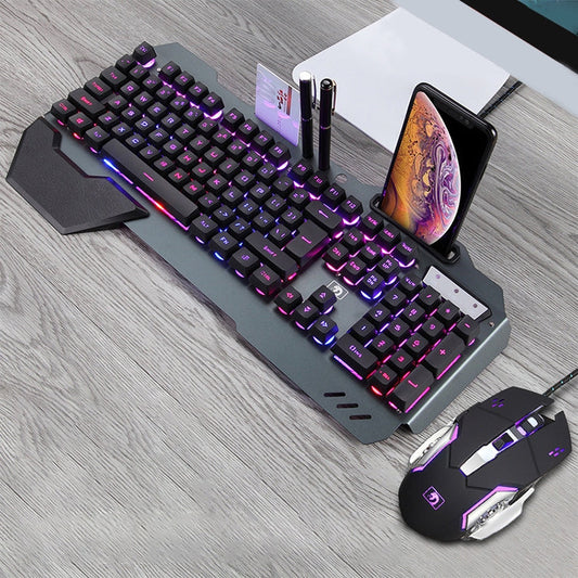 618 Internet Cafe Game Manipulator Keyboard and Mouse Set, Cable Length: 1.6m, Black, Silver White
