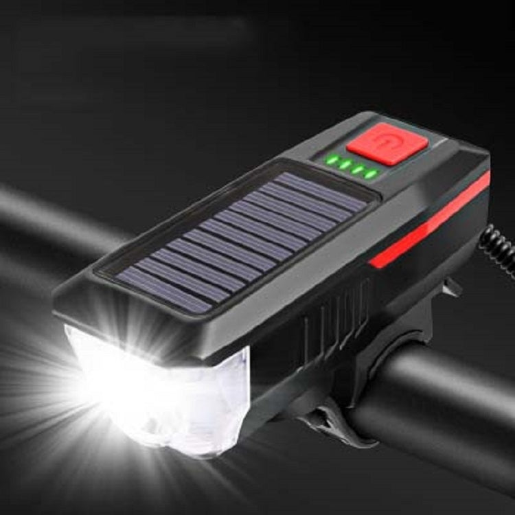Bicycle Solar Headlight Horn Light Night Riding USB Charging Headlight Bicycle Glare Flashlight Equipment, Green, Blue, Orange, Red