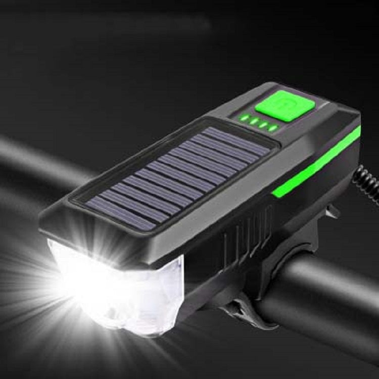 Bicycle Solar Headlight Horn Light Night Riding USB Charging Headlight Bicycle Glare Flashlight Equipment, Green, Blue, Orange, Red