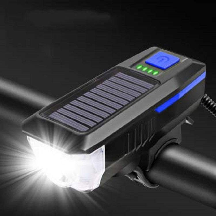 Bicycle Solar Headlight Horn Light Night Riding USB Charging Headlight Bicycle Glare Flashlight Equipment, Green, Blue, Orange, Red