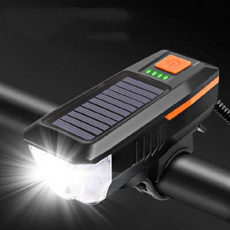 Bicycle Solar Headlight Horn Light Night Riding USB Charging Headlight Bicycle Glare Flashlight Equipment, Green, Blue, Orange, Red