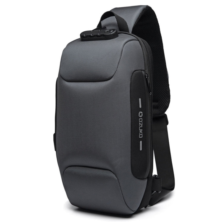 OZUKO 9223 Anti-theft Men Chest Bag Waterproof Crossbody Bag with External USB Charging Port, Standard Size, Large Size