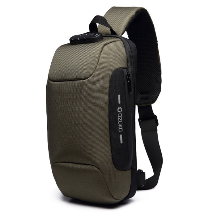 OZUKO 9223 Anti-theft Men Chest Bag Waterproof Crossbody Bag with External USB Charging Port, Standard Size, Large Size