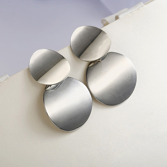 Unique Metal Drop Earrings Round Statement Earrings for Women Jewelry