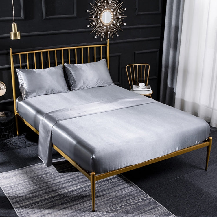 Home Ice Silk Simulation Silk Four-Piece Pillowcase Flat Sheet Fitted Sheet Set, US-King:198x203x35cm, UK-SK:180x200x35cm, US-King: 198x203x35cm