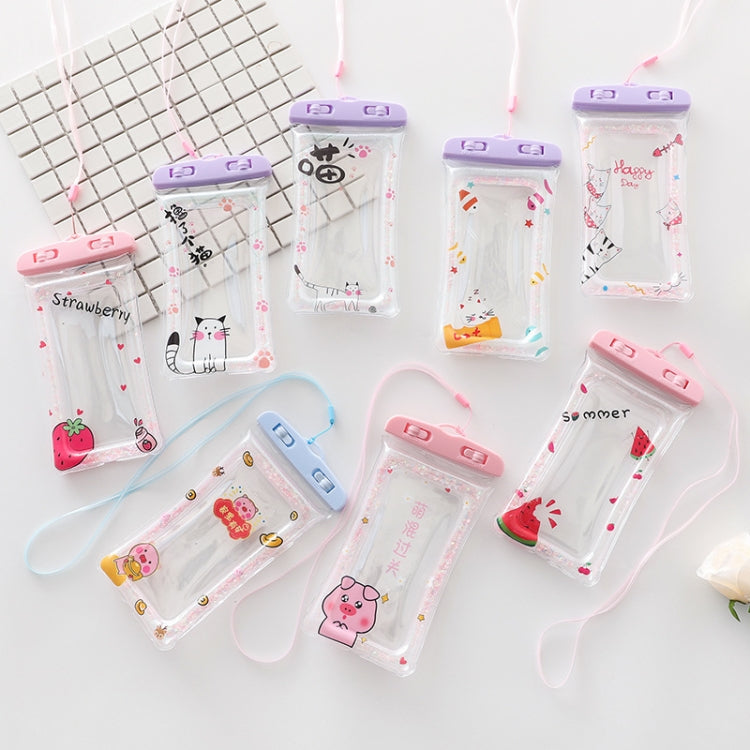 Cartoon Transparent Swimming Inflatable Air Bag Floating Mobile Phone Waterproof Bag, Random Color Delivery, Purple Kitten, There is a Mine at Home, Green Cactus 1, Green Cactus 2, Green Cactus 3, Alpaca 1, Alpaca 2