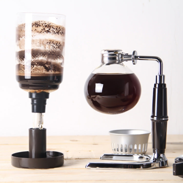 Classic Siphon Coffee Pot Black Handle Glass Syphon Pot for 5 People, Size:37.5x11.3cm, Coffee Pot with Handle