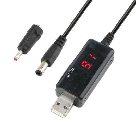 USB Boost Cable 5V Step Up to 9V 12V Adjustable Voltage Converter 1A Step-up Volt Transformer DC Power Regulator with Switch, 5V Step Up to 9V 12V