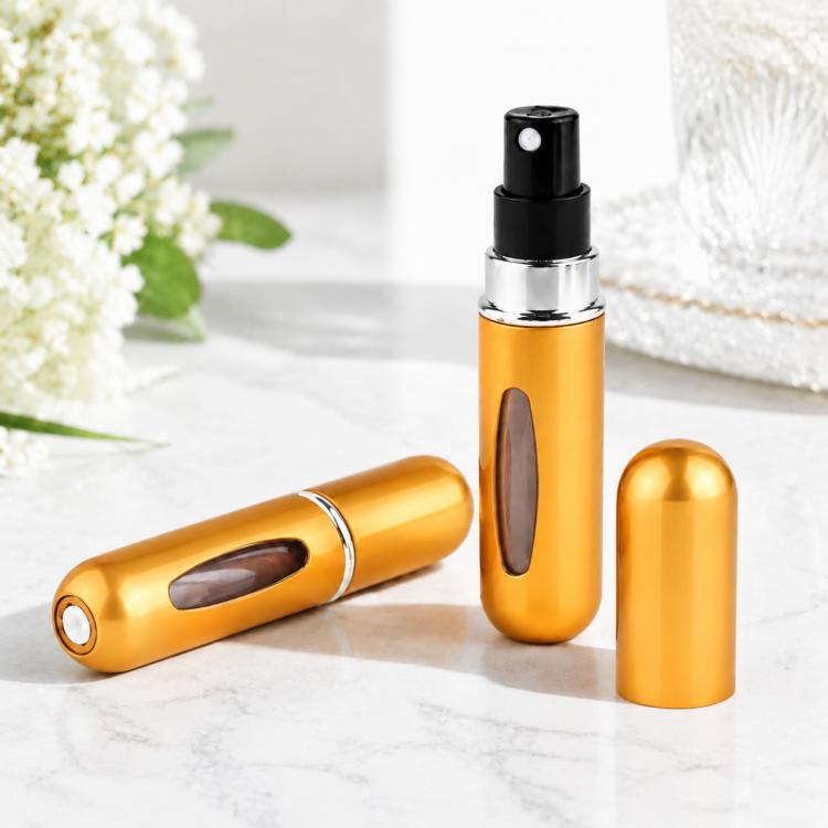 Portable Mini Aluminum Refillable Perfume Bottle Spray Empty Cosmetic Containers Atomizer, Capacity:5ml, Metal