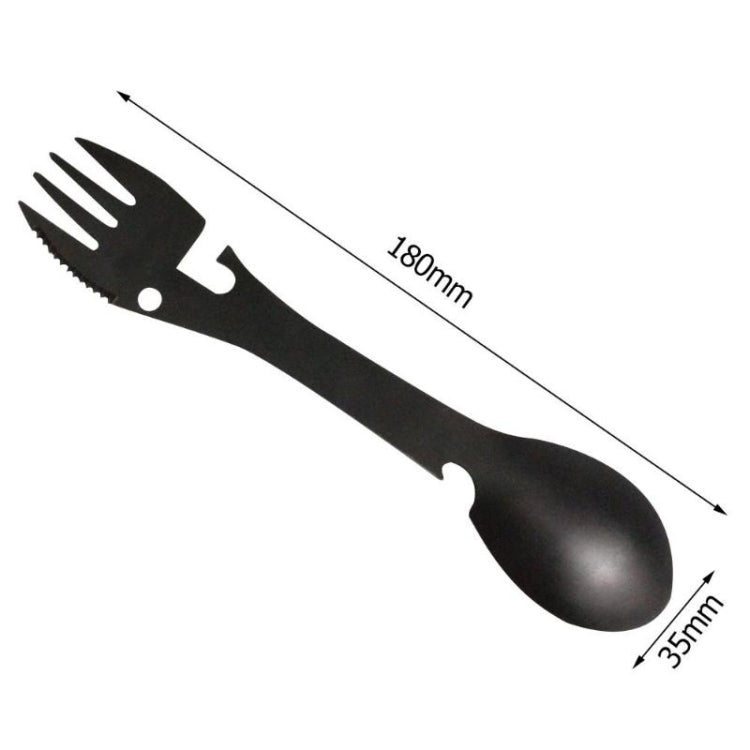2 PCS  5 in 1 Multi-functional Outdoor Tools Stainless Steel Camping Survival EDC Kit Practical Fork Knife Spoon Bottle/Can Opener