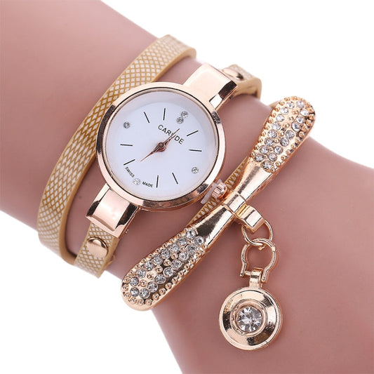 Fashion Women Casual Bracelet Leather Band Watch, Beige, Black, Blue, Brown, Dark Blue, Green, Orange, Red, White
