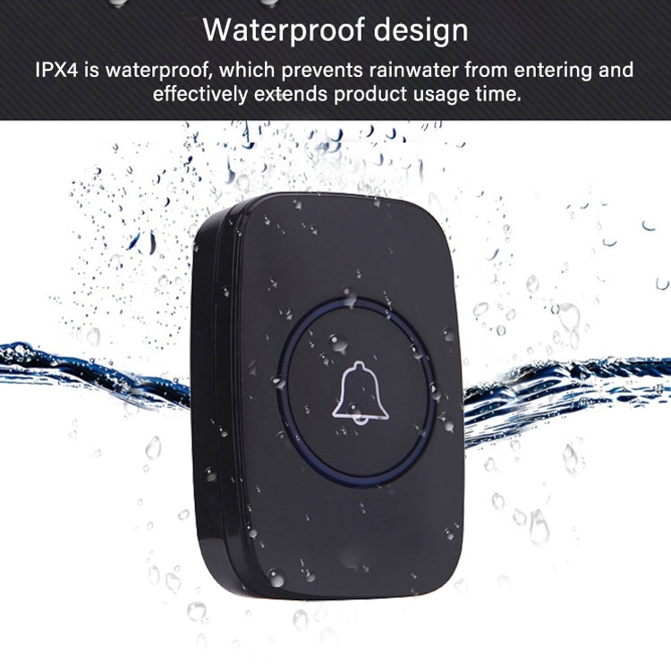 CACAZI A10 300m Long Range No Battery Waterproof LED Light Smart Wireless Doorbell, EU Plug