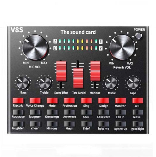 V8S Sound Card Mobile Phone Computer Anchor Live K Song Recording Microphone, English Version, V8S  + Golden Net BM700 Set, V8S  + Black Bet BM700 Set