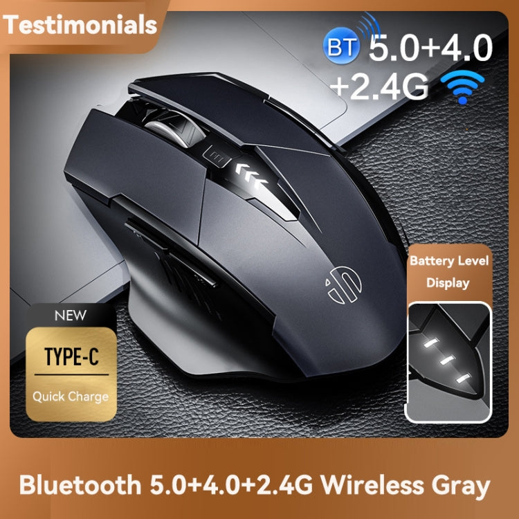 Inphic A1 6 Keys 1000/1200/1600 DPI Home Gaming Wireless Mechanical Mouse, Colour: Gray Wireless+Bluetooth 4.0+Bluetooth 5.0, Black Wireless Charging Silent Version, Gray Wireless Charging Silent Version, Gray Wireless+Bluetooth 4.0+Bluetooth 5.0      ...