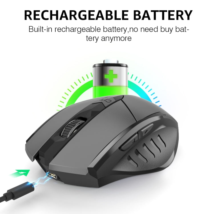 Inphic A1 6 Keys 1000/1200/1600 DPI Home Gaming Wireless Mechanical Mouse, Colour: Gray Wireless+Bluetooth 4.0+Bluetooth 5.0, Black Wireless Charging Silent Version, Gray Wireless Charging Silent Version, Gray Wireless+Bluetooth 4.0+Bluetooth 5.0      ...