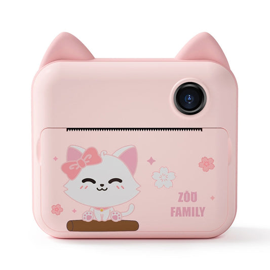 P1 No Card Children Instant Camera 1200W Front And Rear Dual-Lens Mini Print Photographic Digital Camera Toy(Green Dinosaur), Pink Cat No Card, Green Dinosaur No Card, Green Dinosaur 16GB, Pink Cat 16GB, Green Dinosaur 32GB, Pink Cat 32GB