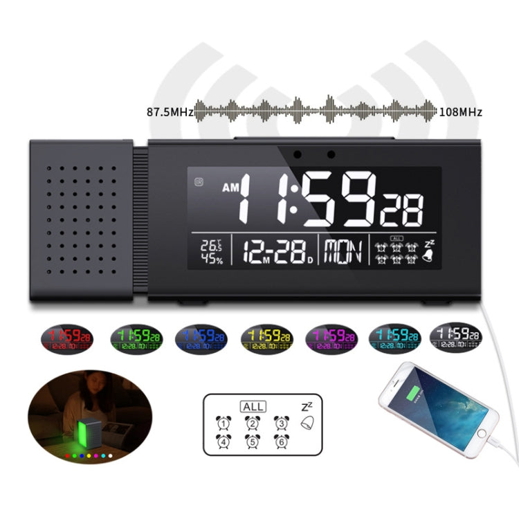 TS-P30 Multifunctional Night Light Alarm Digital Clock with FM Radio & Temperature / Humidity Display & IR Sensor Function, White, Green, Blue, Black, Pink