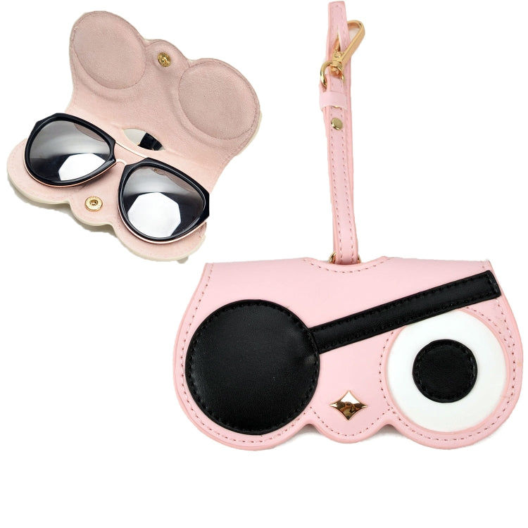 Cute And Funny PU Sunglasses Case Portable Glasses Case With Hanging Buckle, Flowers (Lake Blue Color Matching), Mengbao (Gray Stitching), Cat Girl (Red Frame), Red Love, Big Eyes (Gray), British Style (Stripe Contrast), Red Love Cat Girl, Bat (Black) ...