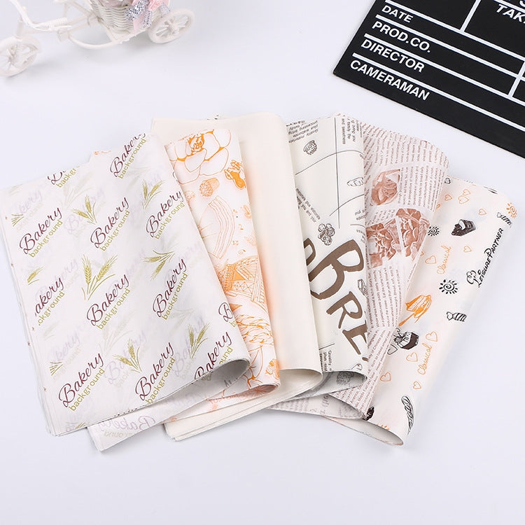 100 Sheets / Pack Cake Greaseproof Paper Baking Packaging Plate Paper Hamburger Paper, Colour: Classical Newspaper, Classical Newspaper, Color Pastry, Orange Tower, White English, Coffee English, Wheat English, Pure White, Thick Kraft Paper, Gray Tower