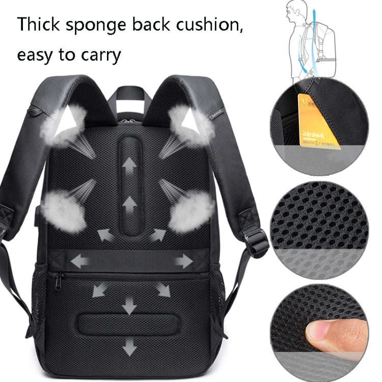 BANGE BG-1921 College Student Schoolbag Waterproof Business Computer Backpack with External USB Charging Port, Red Wine, Light Grey, Blue, Black