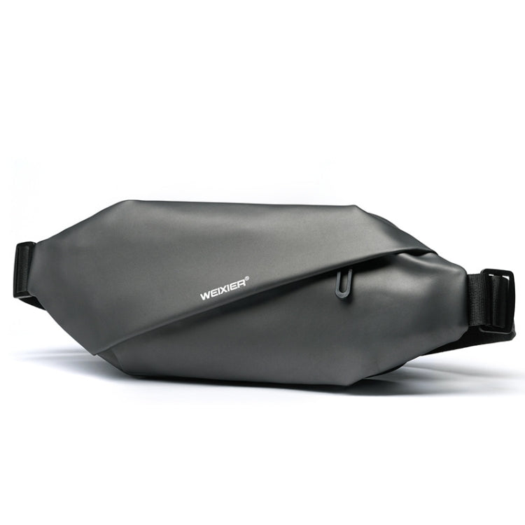WEIXIER 8641 Men Running Waterproof Waist Bag Multifunctional Chest Bag Sports Leisure One-Shoulder Bag, Black, Dark Gray
