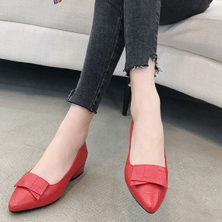 Spring And Summer Cowhide Shoes With Thick Heel Mid-Heel For Women, 40, 34, 35, 36, 37, 38, 39, 41