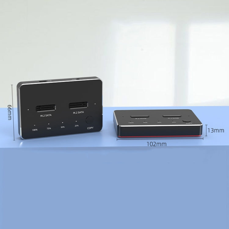 M.2 Double Disk Mobile Hard Disk Base SATA / NVME Solid State Hard Disk Box, M.2 SATA (Gray + Blue), M.2 NVME (Black + Red)