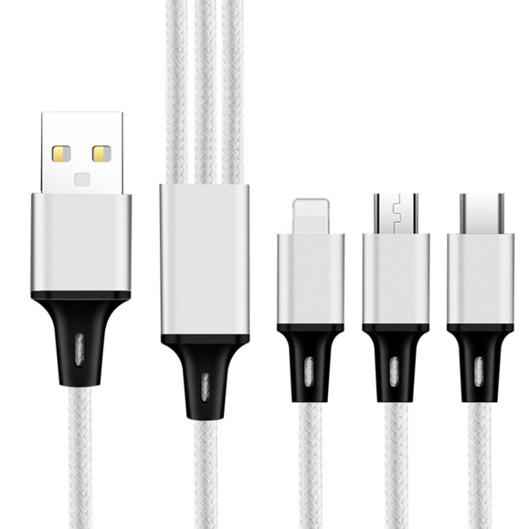 2 PCS ZZ034 USB To 8 Pin + USB-C / Type-C + Micro USB 3 In 1 Fast Charging Cable, Style:, 5A Super Fast-Black, 5A Super Fast-Red, Silicone-Green, Silicone-Red, Silicone-Yellow, Silicone-Purple, Mini-Silver, Mini-Red, Mini-Blue, Mini-Black, Retractable-...