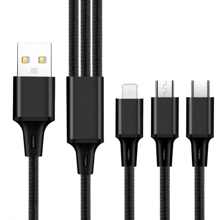 2 PCS ZZ034 USB To 8 Pin + USB-C / Type-C + Micro USB 3 In 1 Fast Charging Cable, Style:, 5A Super Fast-Black, 5A Super Fast-Red, Silicone-Green, Silicone-Red, Silicone-Yellow, Silicone-Purple, Mini-Silver, Mini-Red, Mini-Blue, Mini-Black, Retractable-...