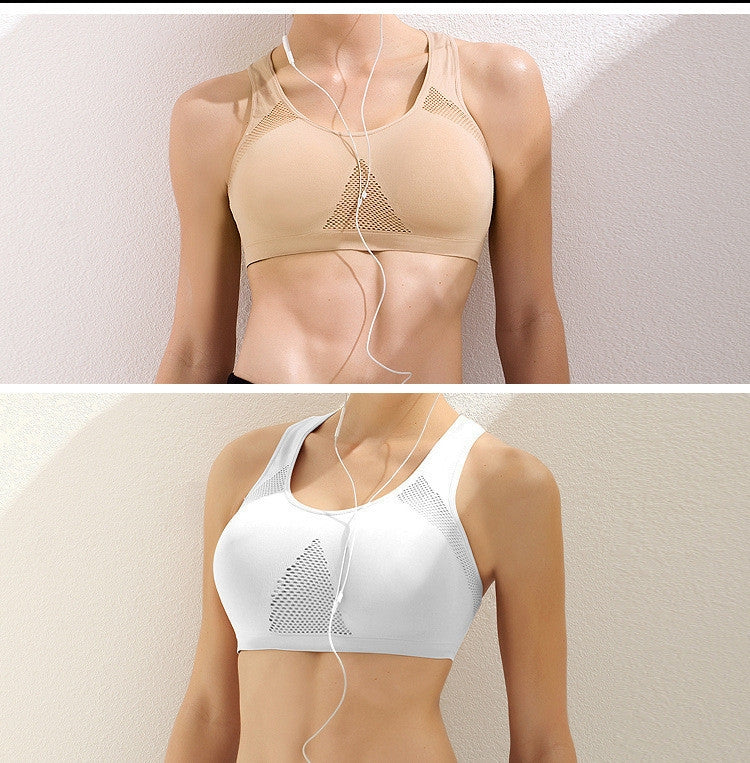High Stretch Breathable Top Fitness Women Padded Sports Bra, Size:M (Khaki)