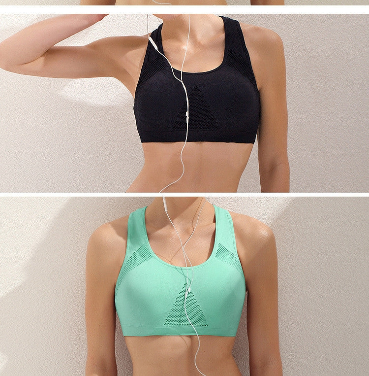 High Stretch Breathable Top Fitness Women Padded Sports Bra, Size:M (Green)