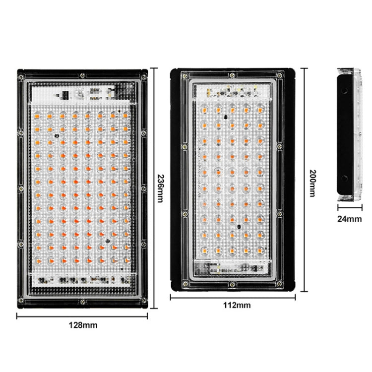 LED Plant Light Full Spectroscopy Waterproof Growth Lamp Seedlings Vegetable Filling Lamp, Power: UK Plug 96 Beads 100W(Pink Light)