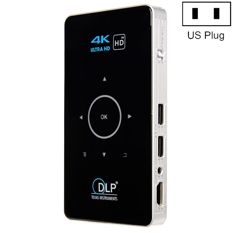 C6 1G+8G Android System Intelligent DLP HD Mini Projector Portable Home Mobile Phone Projector，, US Plug  (Black), EU Plug (Black), UK Plug (Black), AU Plug (Black), US Plug (White), AU Plug (White)
